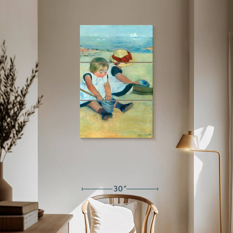 Leisha, enfants jouant sur la plage, 1884, H 57 po x l 36 po