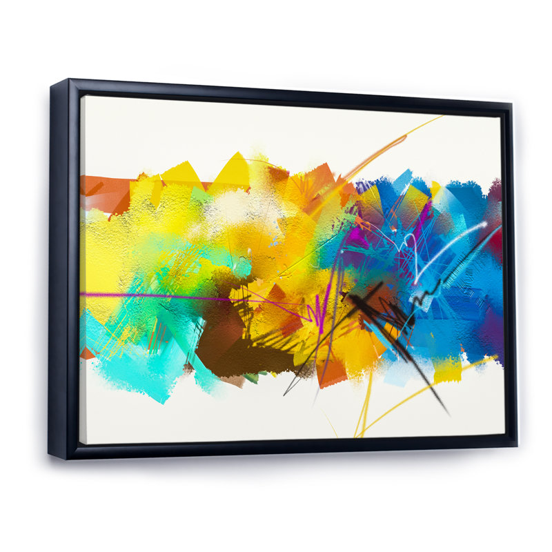 Paint Storm Impression - Print on Canvas, 16" H x 32" W x 1" D, Black Floater Framed