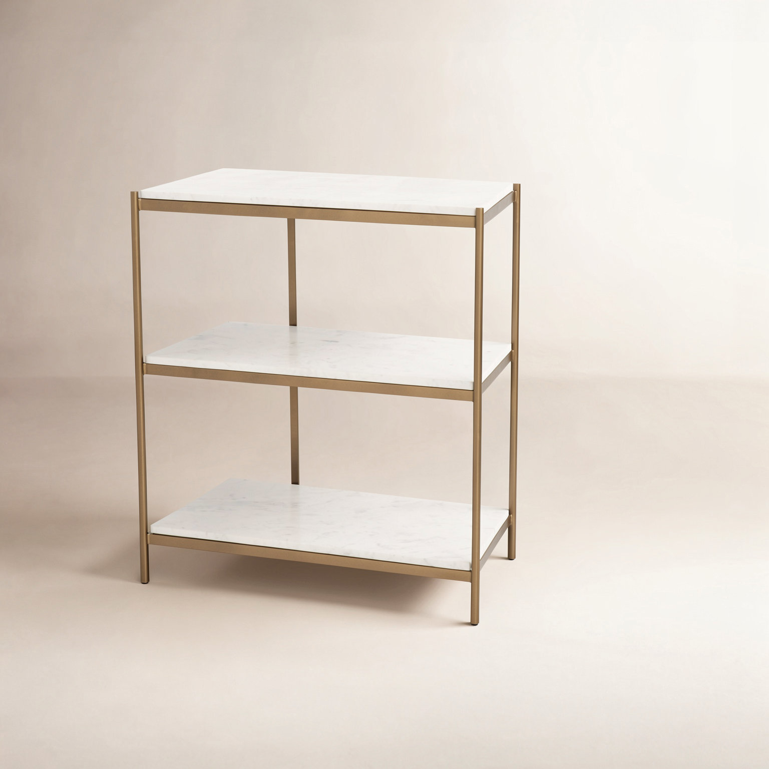 Nightstand, Antique Brass/White