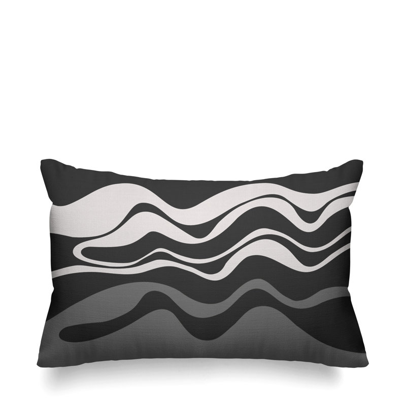 Abstract Outdoor Reversible Throw Pillow, Gray