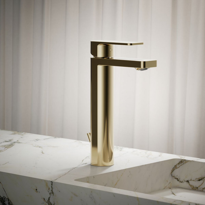 Parallel™ Tall Single-Handle Bathroom Sink Faucet, Single-Hole Faucet with Pop-Up Drain, 1.2 GPM, Brushed Bronze, 1