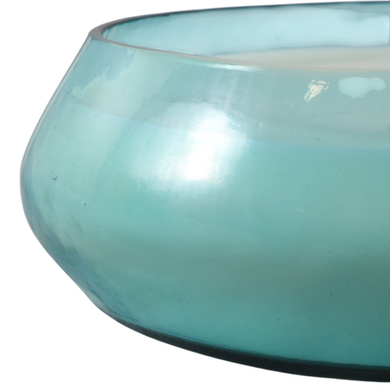 Bol à bougie en verre avec motif sculptural moderne, Bleu