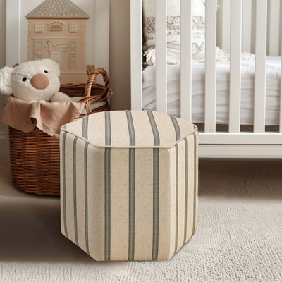 Hexagonal avec rayures imprimées - Cadre en bois massif et contreplaqué 18 l 18 po x P 16 po, couleur naturelle, capacité de poids de 300 lb pour un espace de vie, support en tissu imprimé de 18 x 18 x 16 maximum