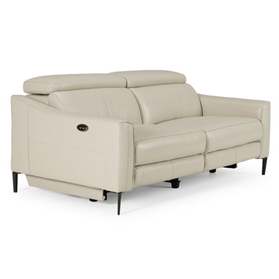 Canapé inclinable en cuir véritable à accoudoirs évasés 73,5 po Anisia
