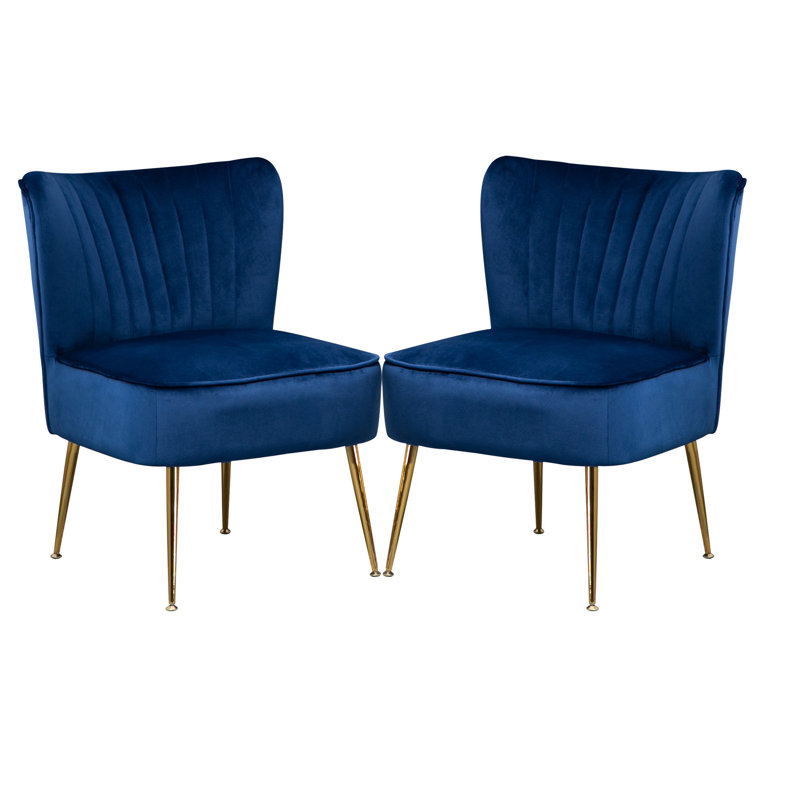 Brumm Velvet Side Chair, Blue