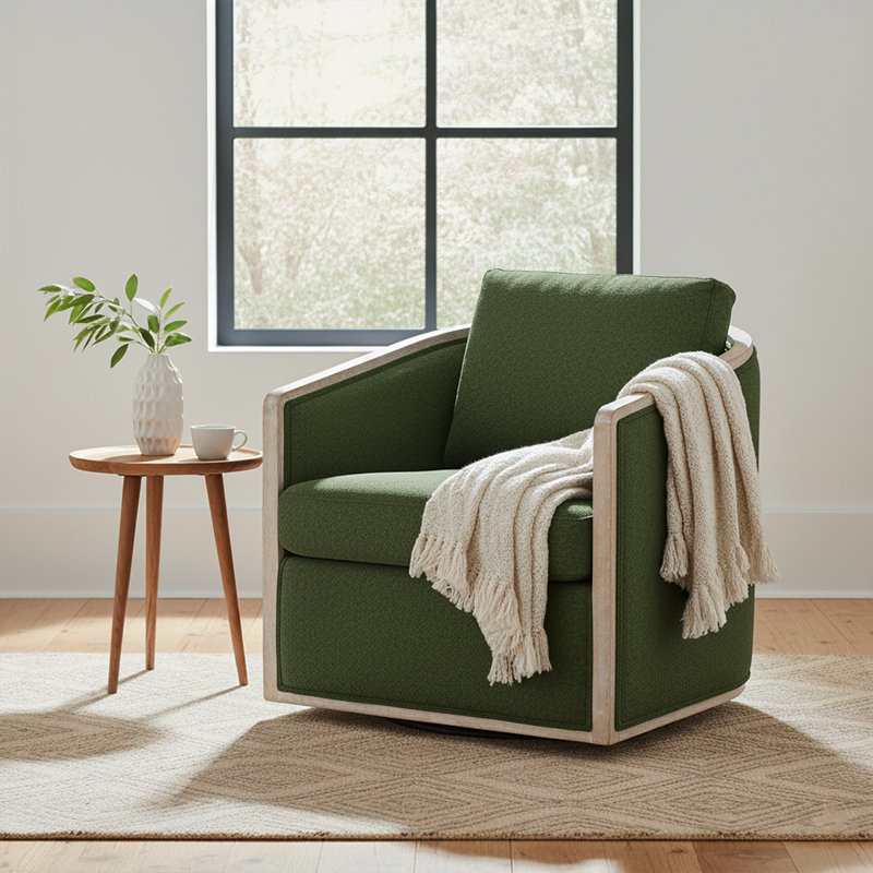 Fauteuil demi-tonneau pivotant de 30 po Holl, Boucle blanc