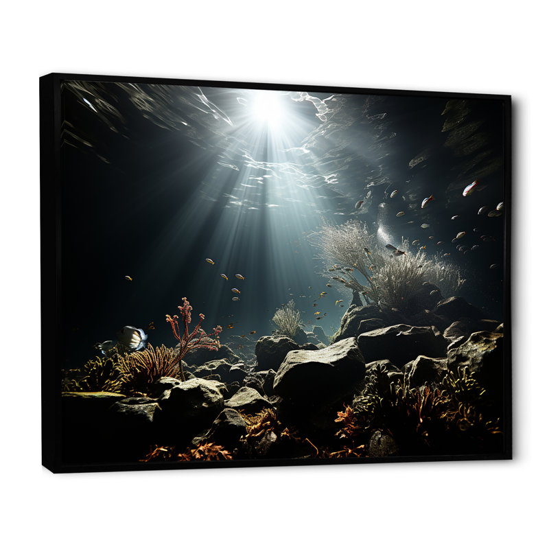 «Deep Sea Diving révèle une beauté naturelle sur toile», H 34 po x l 44 po x P 1,5 po, Cadre flottant noir