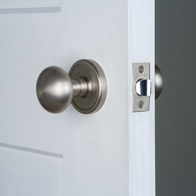 Bouton d'intimité avec rosette Grandeur Georgetown, 2-3/8 po, Nickel satiné