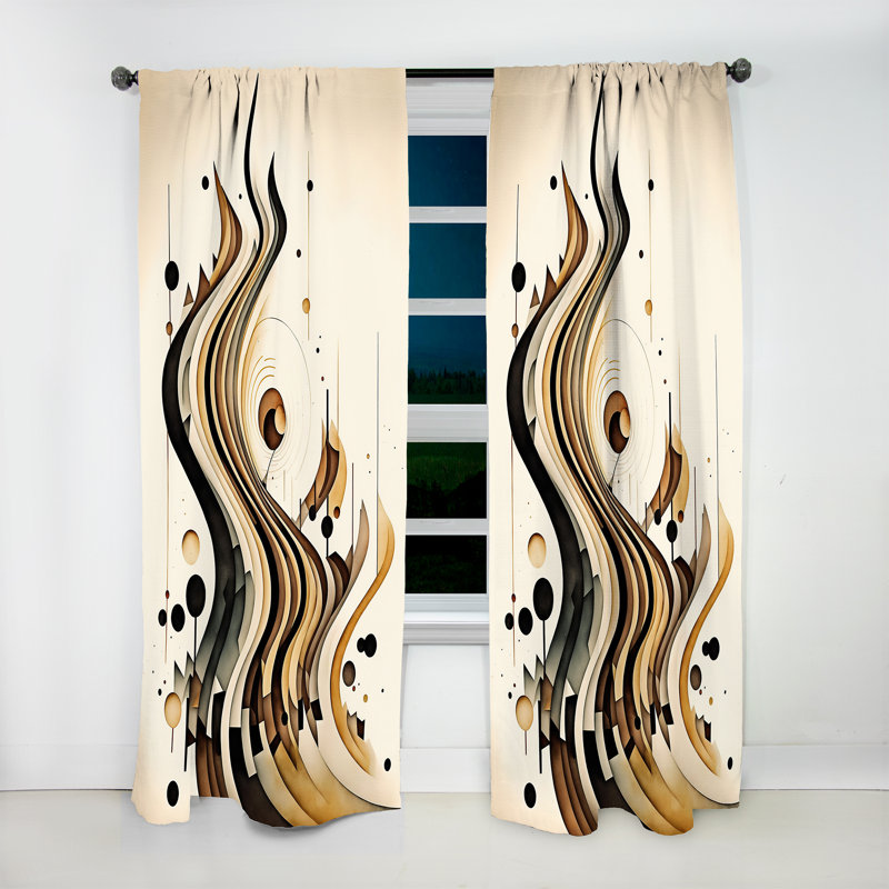 Barrone - brun et noir mouvement III - rideau moderne - velours obscurcissant - 1 panneau, L 52 po x L 95 po