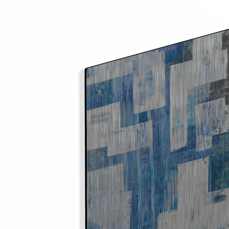 «Red Blue Barrel Studio» «In Blue A Maze» par Melissa Averinos, art mural en métal, H 36 po x l 36 po