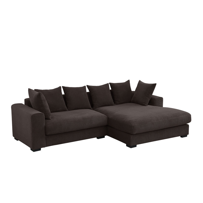 Naomi 3 - Piece Upholste Sectional, Dark Brown Corduroy