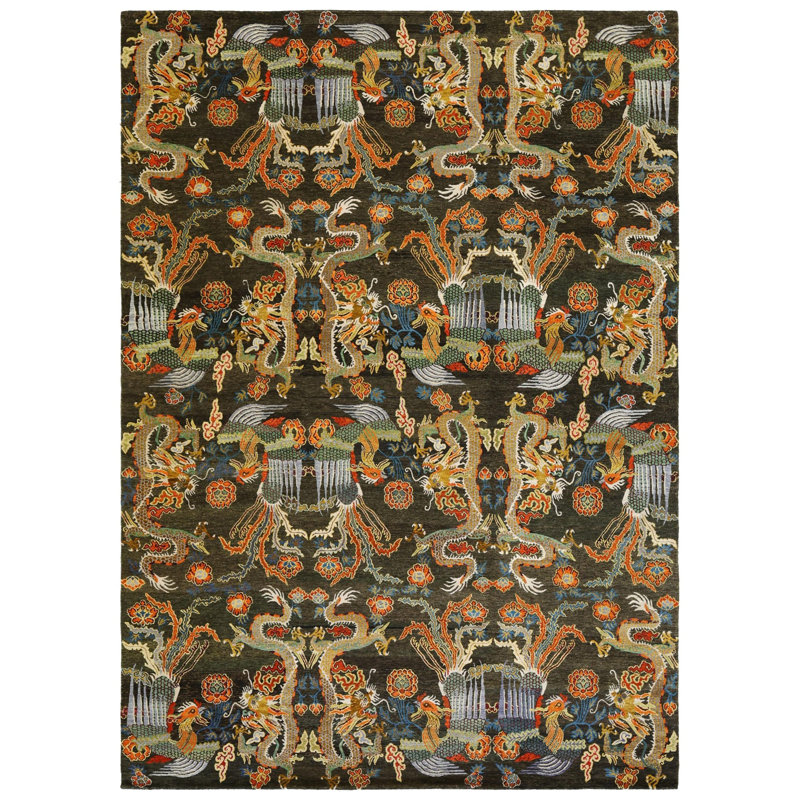 Tapis rectangulaire unique de 9 pi 2 po x 12 pi 6 po brun Tibetan Rugs By Bespoke
