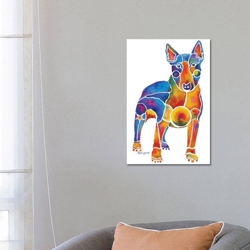 Bull Terrier Dog On White by Jo Lynch - Wrapped Canvas Print, 66.04 cm H x 45.72 cm W