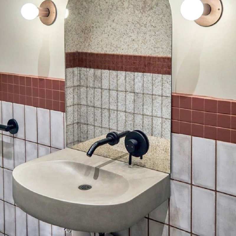 Lavabo moderne Ellipsa, Plage, Nickel brossé, Robinet à fixation murale