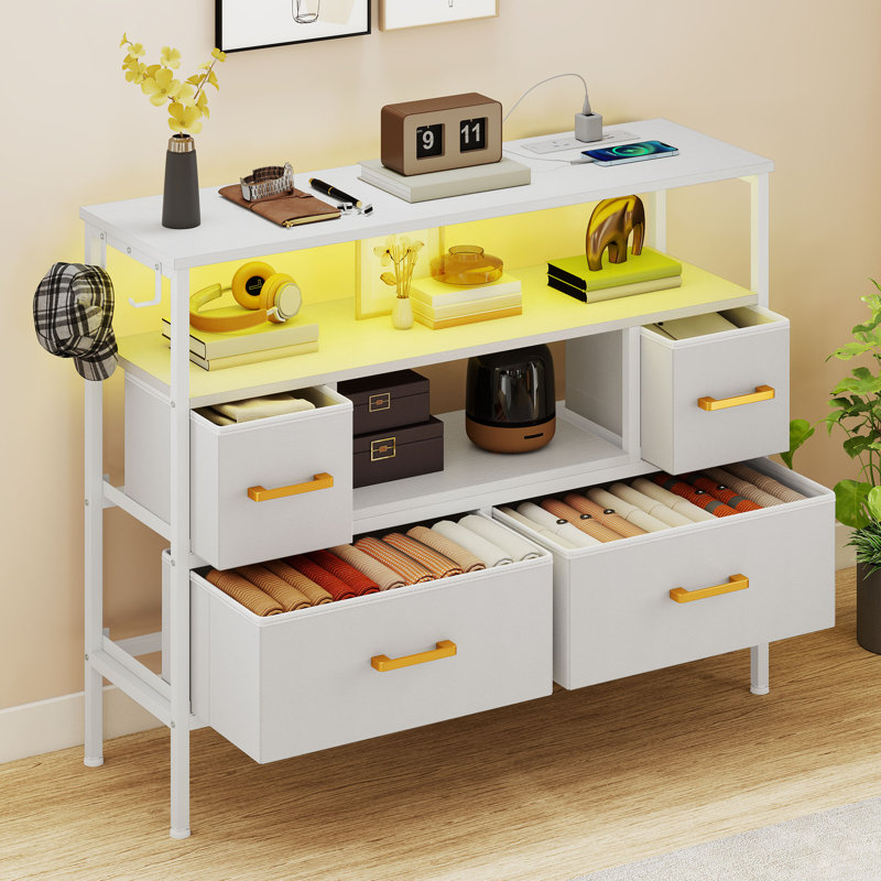 100cm W 4 - Drawer Chest of Drawers, White/Beige