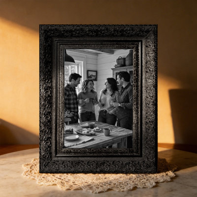 Black 3 PCS 5" x 7" Ornate Picture Frame with Easy Photo Change