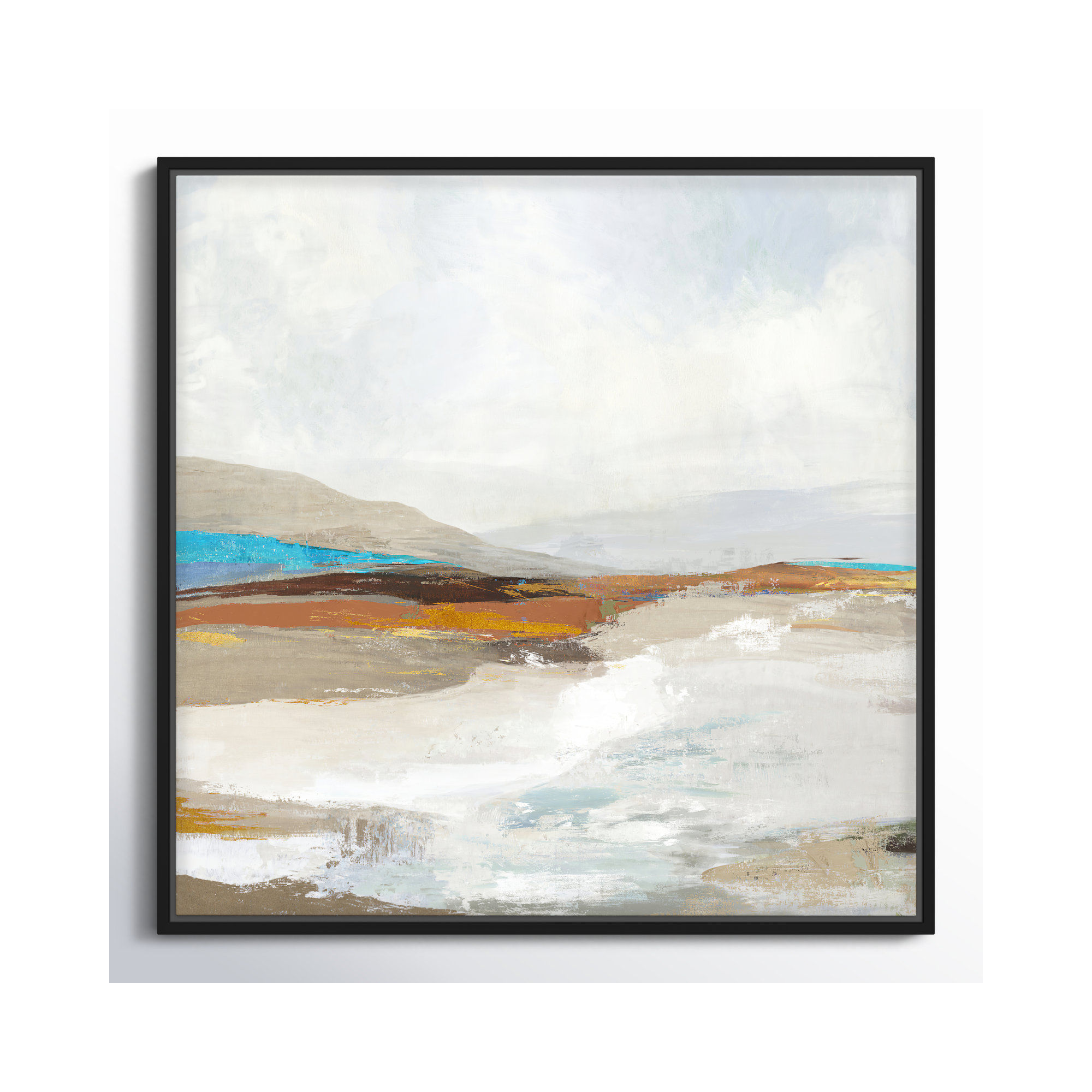 Soft Sea I by Allison Pearce - Floater Frame Print on Canvas, 25.5" H x 25.5" W, Black Framed