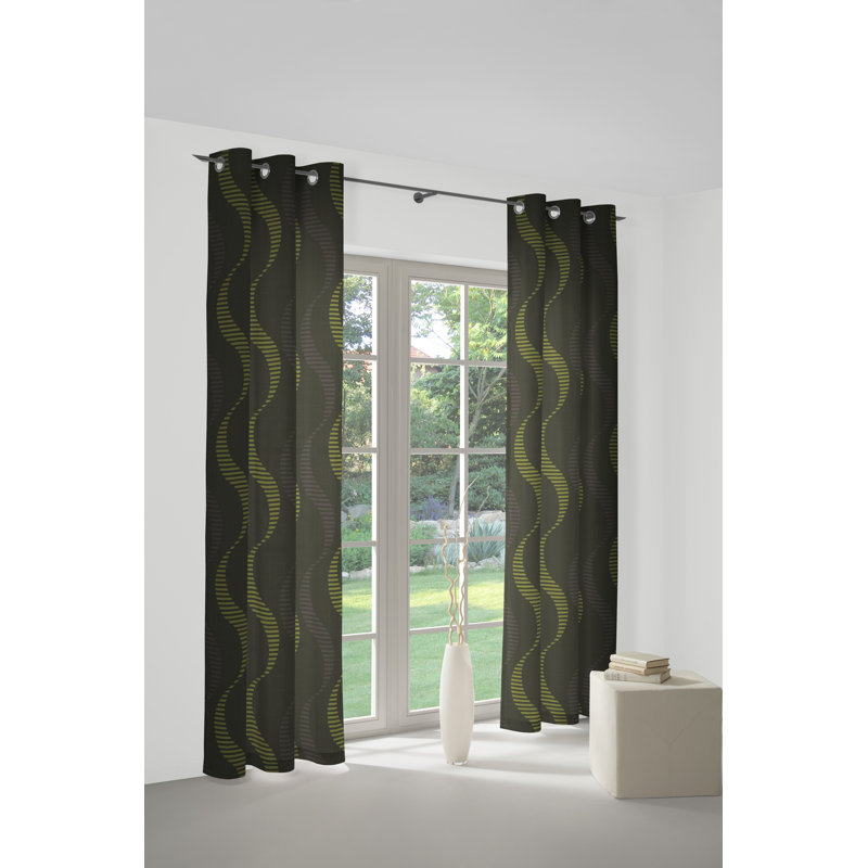 Pearson Eyelet Curtain, single panel, opaque, Green, 132cm Width x 180cm Drop