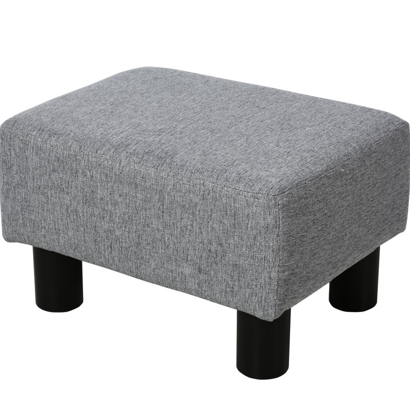 Foot Rest, Gray Linen Upholstery With Resilient Plastic Legs For Living Room Stool Cover And Comfort