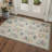 Verdura Floral Machine Washable Beige / Green / Blue Indoor Area Rug with Non-Slip Backing-1629447126