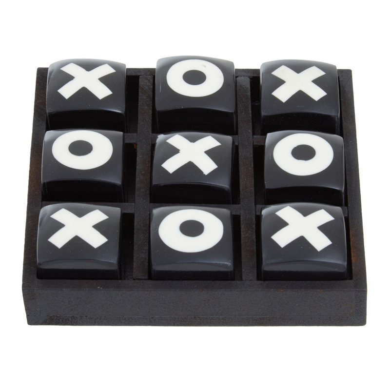 Carmilla Ebern Designs 2 Player Buffalo Bone Tic Tac Toe, Black