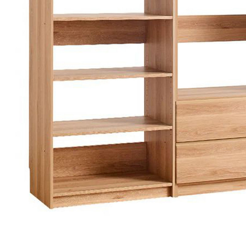 Système d'organisation modulaire Dee, 2 supports à vêtements, 2 tiroirs, 6 tablettes, bois