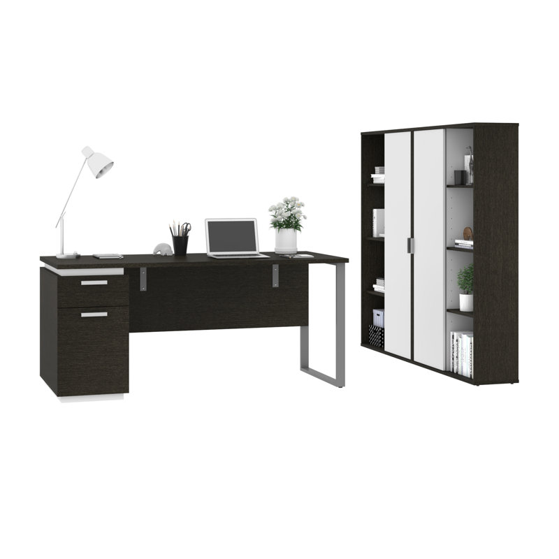 Bureau de direction réversible Cordale, Gris / blanc foncé