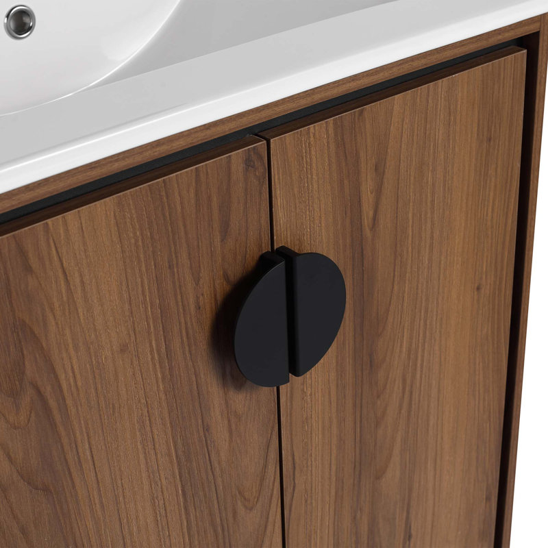 Meuble-lavabo moderne avec lavabo supérieur simple et 2 portes à fermeture douce