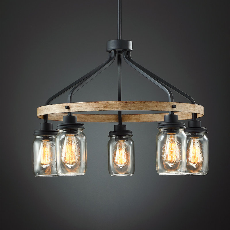 Albie 5 - Light Wagon Wheel Chandelier