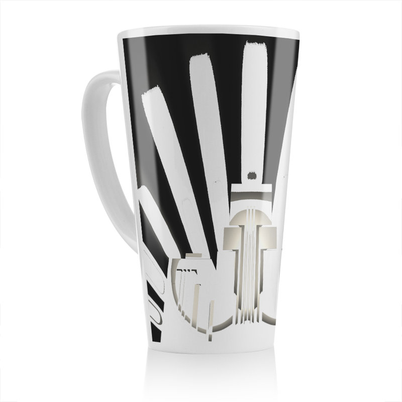 Art Deco Skyscraper In White Latte Mug