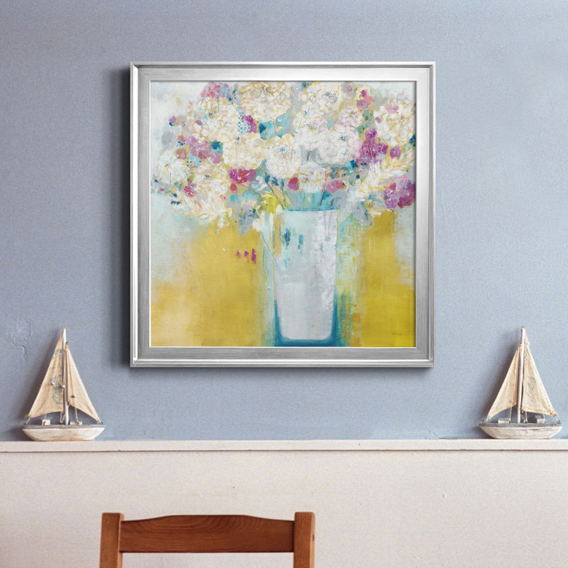 Fleurs du matin - Reproduction d'art sur toile encadrée, Cadre blanc, H 22,5 po x l 22,5 po x P 1,5 po