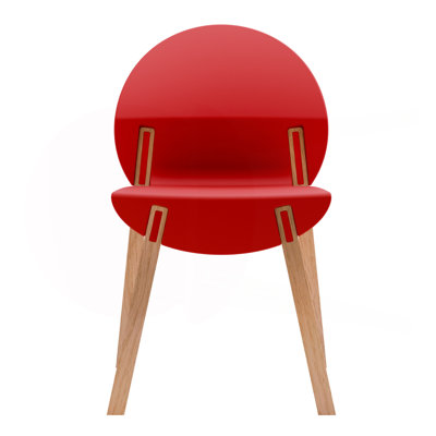 Holiday - Ensemble de 4 chaises cramoisies - Pieds en bois de chêne rouge et ensemble de mobilier de salle à manger et de salon en PP
