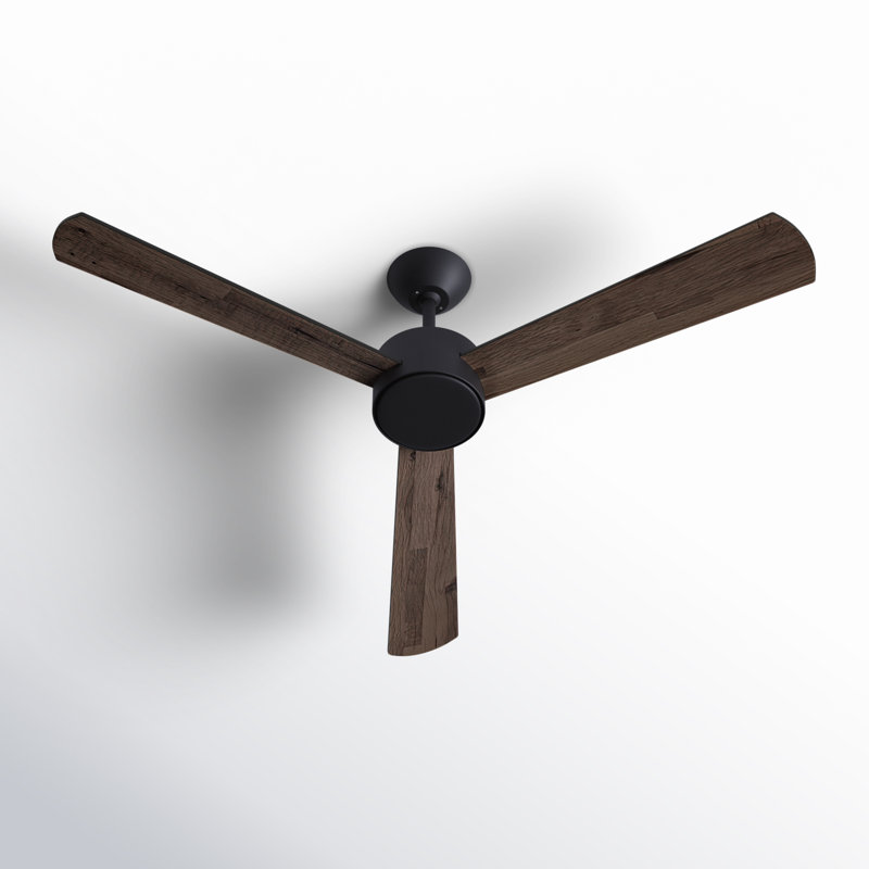 Climate III 52" DC Ceiling Fan with Remote Control, Modern Black Ceiling Fan with Reversible Blades, Black