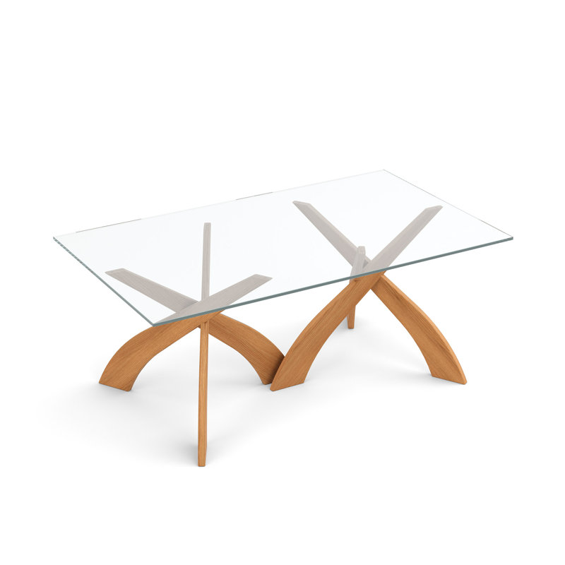 Entwine - Table rectangulaire en verre, H 30 po x L 42 po x l 72 po, Cerisier naturel / transparent