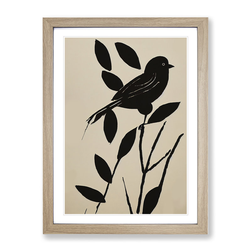 Silhouette of a Bird - Framed Print, 34cm H x 25cm W x 2cm D, Oak Framed