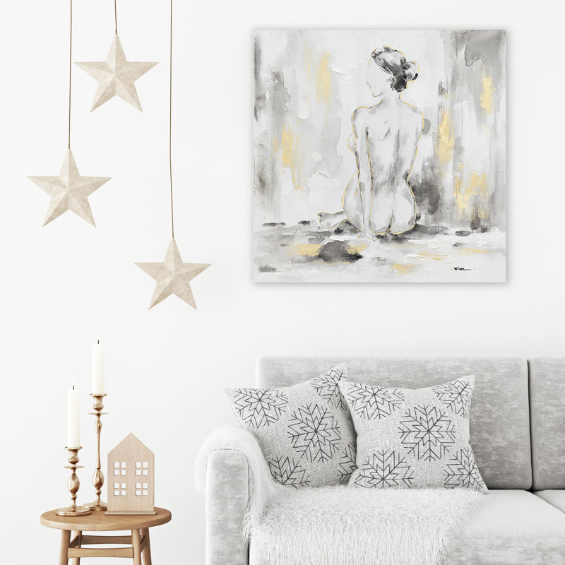 Dame nue - peinture sur toile tendue, H 30 po x l 30 po x P 2 po