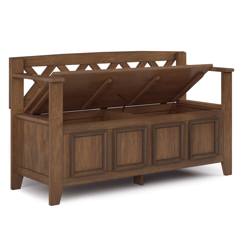 Banc de rangement en bois massif pour hall d'entrée, Walnut