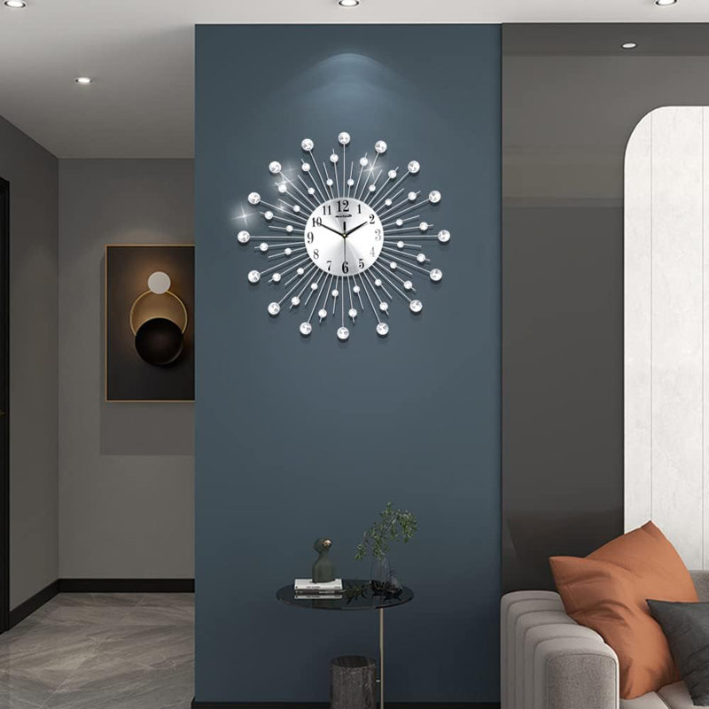Limones 22 Inch Large Wall Clock For Living Room, Farmhouse Modern Kitchen, Bedroom, Office - Silent Non-Ticking Decorative Metal Wall Clock With Aluminum Dial, White