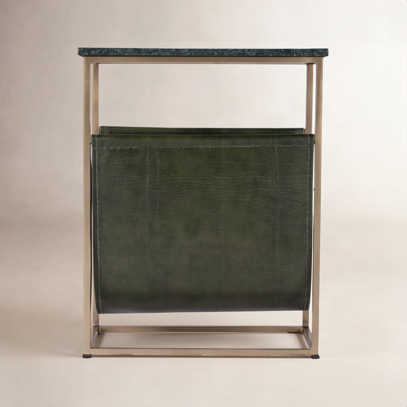 Tildra Magazine Rack, Green Marble/Gold