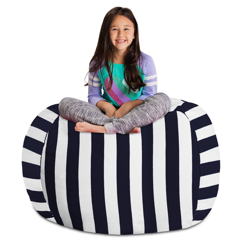 Housse pour fauteuil à billes Kids, Très grand - 48 po, Toile - rayures bleues et blanches