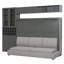 Lit escamotable gris pleine grandeur avec tablettes, peu encombrant pour les chambres d'invités compactes, structure facile à ranger pour les matériaux de haute qualité-1847893451-1847893300