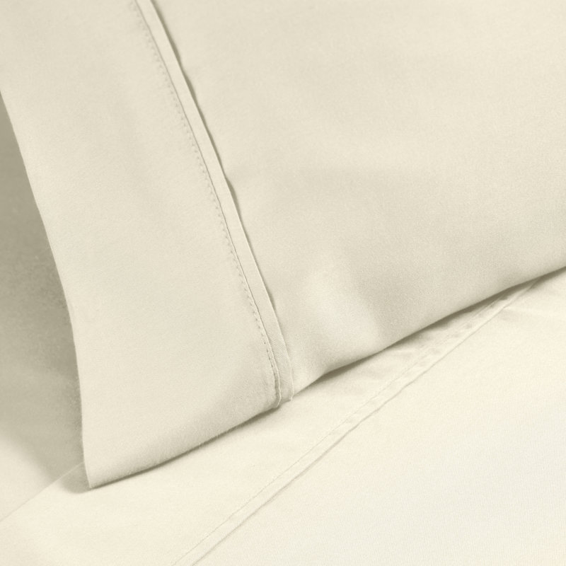 Superior 1200 Thread Count Wrinkle Resistant Cotton Blend Pillowcases, King, Ivory