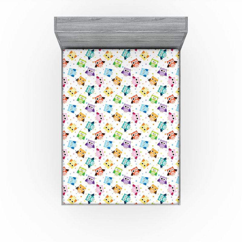 Multicolore drap-housse Ambesonne Owls, Full Fitted Sheet