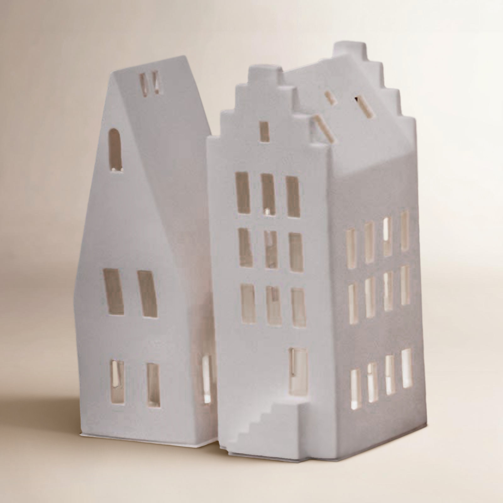 Porcelain Village House - Pointed Roof, 12" H x 4.7" W x 4.3" D