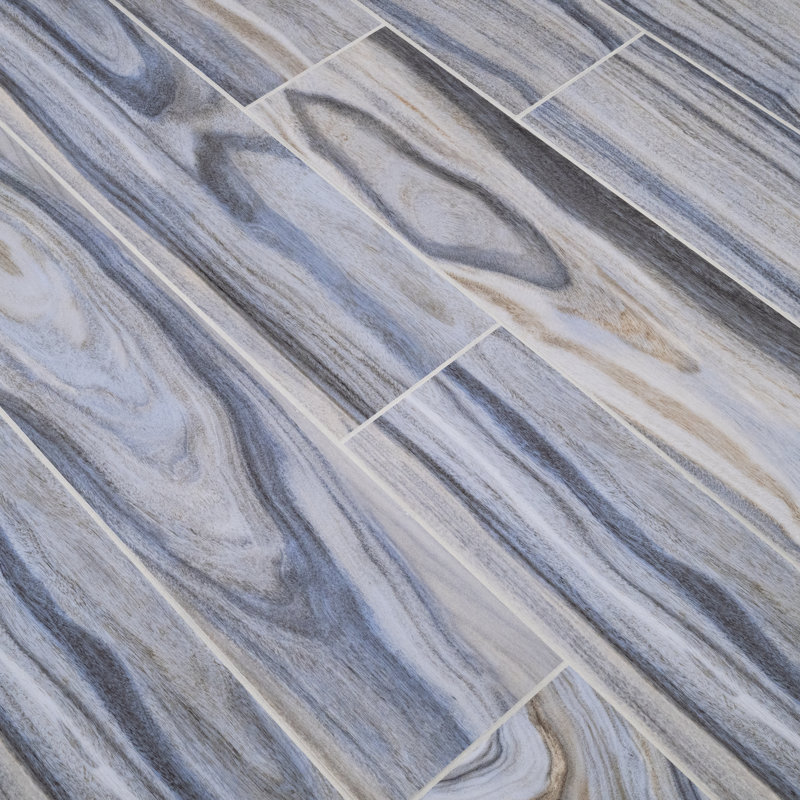 Carrelage mural et de plancher en porcelaine polie 8 po x 48 po Lorento, Bleu Myrran