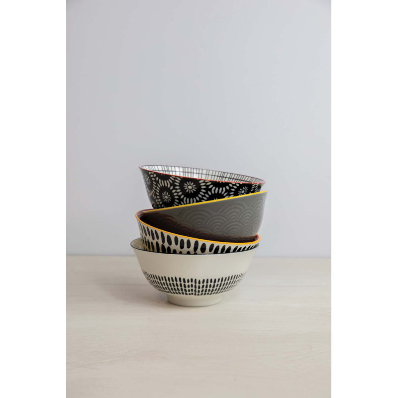 KitchenCraft 4 Piece Monochrome Cereal Bowl Set