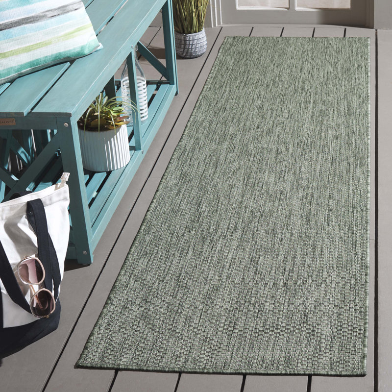 Tapis intérieur / extérieur vert Brihana 260, Tapis de couloir 2 pi 2 po x 8 pi