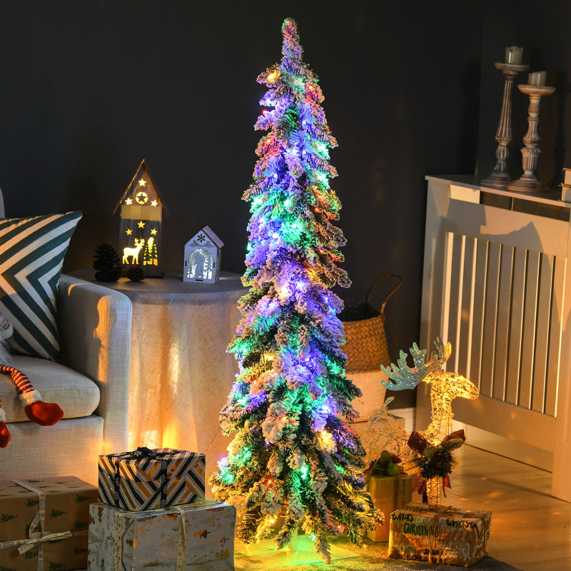Ornement artificiel de 4 pi avec lumières colorées et 225 feuilles de branches d'arbre de 4 pi pour une tranquillité d'esprit ignifuge