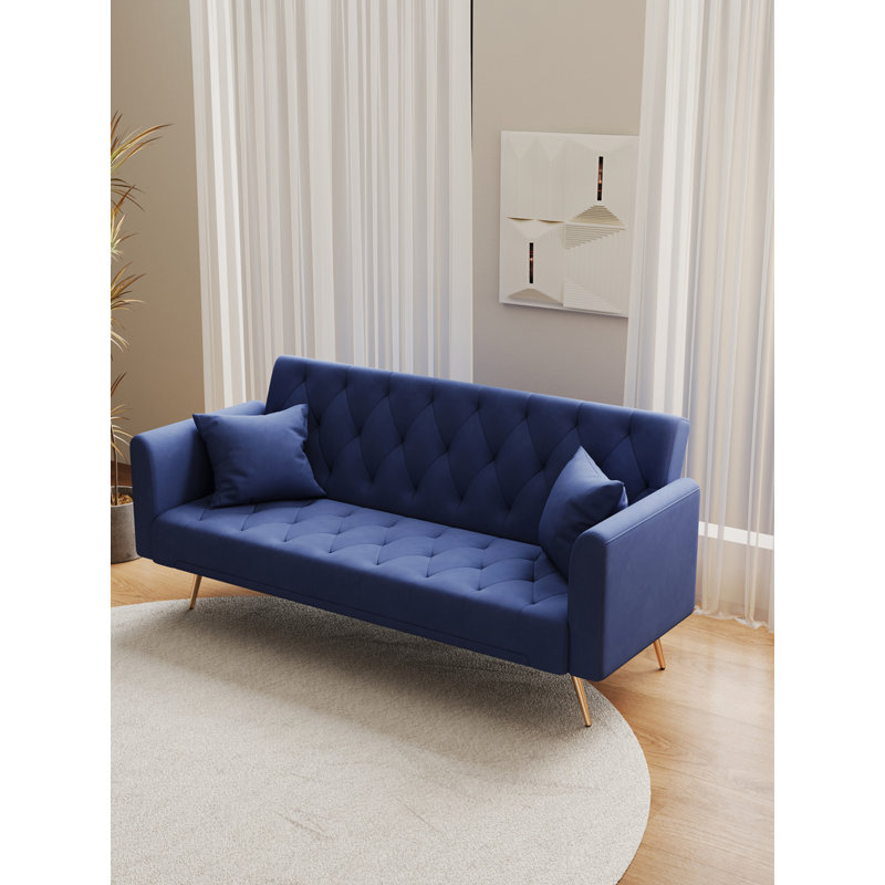 71" Convertible Double Folding  Sofa Bed, 2, Blue