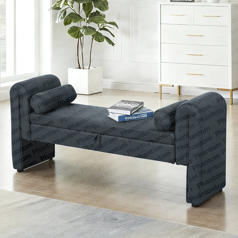 Banc de rangement de 60 pouces, idéal pour les chambres à coucher, les salons, les salles d'activités et les espaces similaires.